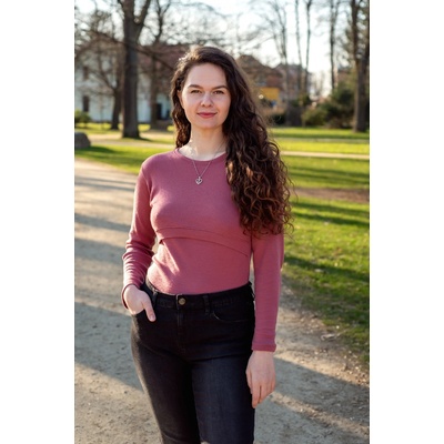 Jsem máma kojicí tričko 100% merino mauve