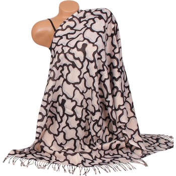 Кашмирен шал в бяло и черно с ламе