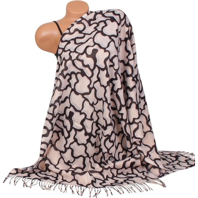 Кашмирен шал в бяло и черно с ламе