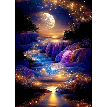 Norimpex - Puzzle Diamant painting: Moon Golden Landscape 30x40cm - 1 - 39 piese