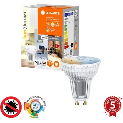 Ledvance LED žiarovka GU10 PAR16 4,9W 40W 268lm CCT 38° CRI95 SMART+ WIFI Stmievateľná SUNATHOME CLASSIC