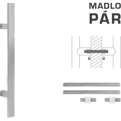 MPkovania FT - MADLO kód K41S 40x10 mm UN pár Rozteč madla: 300 mm, Rozmer profilu madla: 40x10 mm, Dĺžka: 500 mm