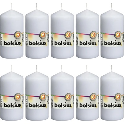 Bolsius Колонни свещи, 10 бр, 120x58 мм, бели (428075)