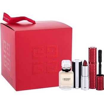 Givenchy L´Interdit EDP 10 ml + riasenka Volume Disturbia 4 g 01 Black + rúž Le Rouge 1,5 g 333 darčeková sada