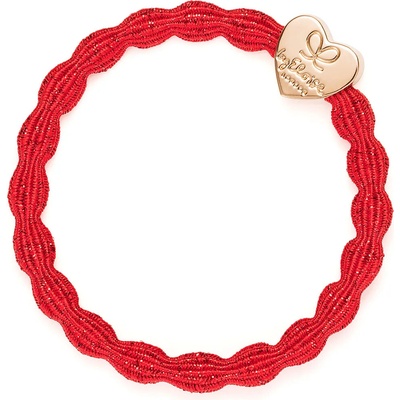 Gumička na vlasy By Eloise London Metallic Gold Heart barva Red