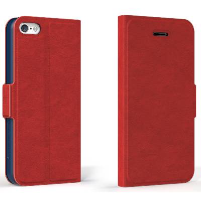 Кожен калъф с фолио и поставка за iPhone 5C - Tunewear Tunefolio (червен)