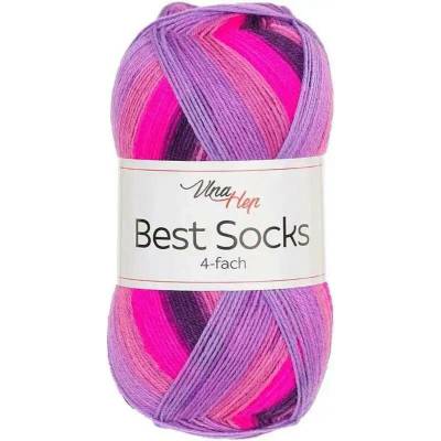 Vlna - Hep příze Best Socks 7724 variace fialové, neon růžová