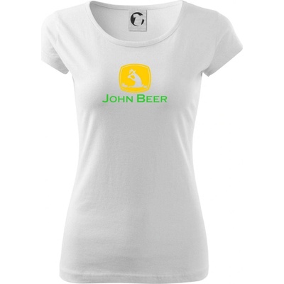 John Beer jeleň s pivom Pure dámske tričko Biela