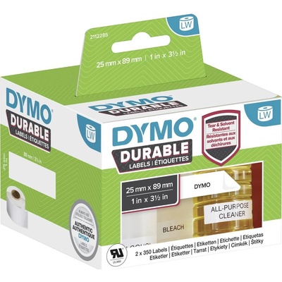 DYMO 2112285 etikety v roli 89 x 25 mm polypropylénová fólia biela 700 ks trvalé univerzálne etikety, adresná nálepky; 2112285