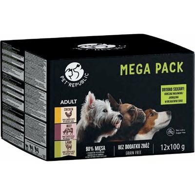 Pet Republic Mega Pack Chicken Beef Lamb 12 x 100 g