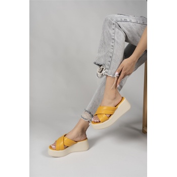 Riccon Дамски чехли с цяла подметка 00121808 - Жълти #332782 (332782_Горчица)