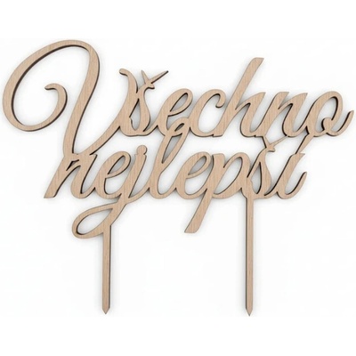 Dřevěný zápich Všechno nejlepší 15cm - I LOVE CAKES – Zboží Dáma