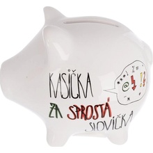 Pokladnička ker. Sprostá slovíčka bílá 10x8,5x9 cm