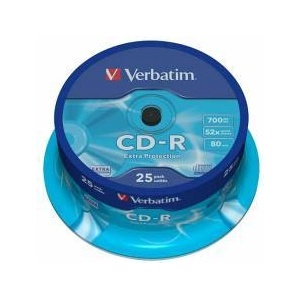 Verbatim CD-R, 700 MB, 52x, със защитно покритие, 25 броя в шпиндел, office1_2065100065