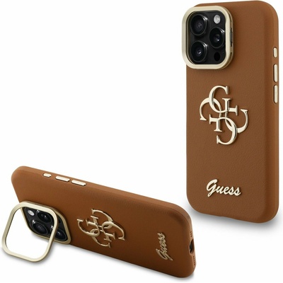 GUESS PU Grained 4G Logo Stand Заден капак за iPhone 15 Pro Max Кафяв Guess | Kafyav | ЖЕНИ | UNI