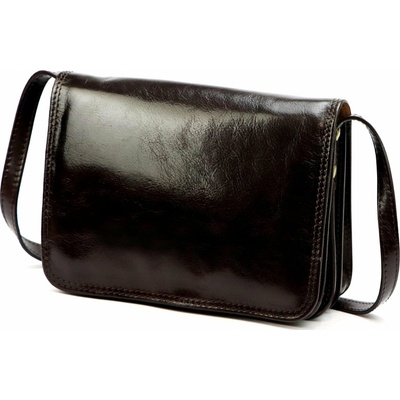 Dámska kožená crossbody kabelka tmavohnedá Florence 108