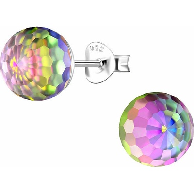 Nefertitis 32286 Stříbrné náušnice pecky RAINBOW DISCO BALL NF64732 8 mm