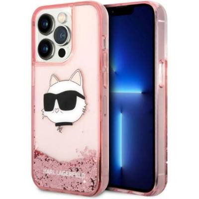 KARL LAGERFELD Кейс Karl Lagerfeld KLHCP14LLNCHCP за iPhone 14 Pro 6.1", розов / розов, твърд, Glitter Choupette Head (KF001422-0)