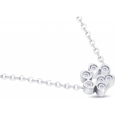 Biju Řetízek z chirurgické oceli s přívěskem, jemná tlapka ozdobená zirkony 3001857