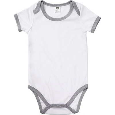 Kojenecké body s krátkým rukávem bílé s šedými lemy sublimace termotransfer