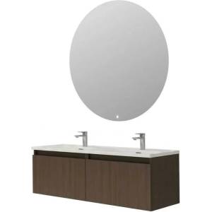 ASIR GROUP Комплект окачен долен шкаф 120 см с двойна мивка и LED огледало Asir Zen 2 тъмен орех (263LVS1219)