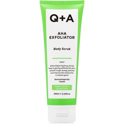 Q+A Telový peeling s AHA kyselinou, 250 ml