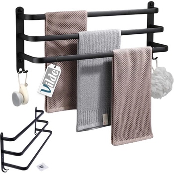 Vilde Закачалка за хавлии за баня, черен мат, 60см (569707)