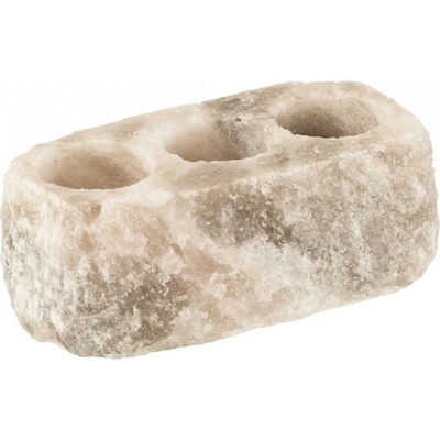 Přírodní svícen ze solného kamene na tři čajové svíčky - 20*10*7 cm - J-Line by Jolipa