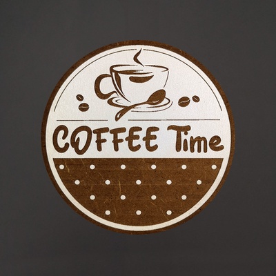 Amadea Dřevěný podtácek kulatý Káva text Coffee Time průměr 10,5cm