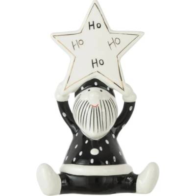 Textilomanie Vánoční dekorace SANTA HOHO 19,5 cm, černo-bílá