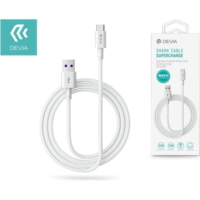 DEVIA ST344602 1, 5 м USB Type-C бял кабел за зареждане и данни (ST344602)