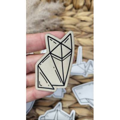 Koženkový štítok Origami líška Laser koženka: Žltá/čierna