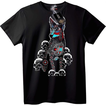 NOONEBRAND Тениска с трибален куче-череп - XL, Black