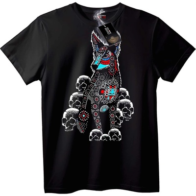 NOONEBRAND Тениска с трибален куче-череп - XL, Black