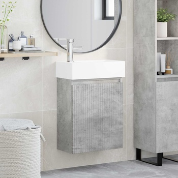 vidaXL Мивка за баня със смесител Бетонно сиво 45, 5 x 22, 5 x 84 см (889444)