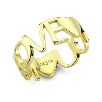 Šperky4U Zlacený ocelový prsten LOVE AL 0083