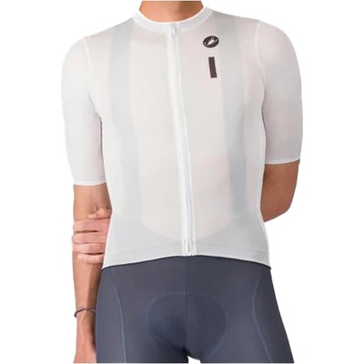 Castelli Мъжка фланелка с къс ръкав за колоездене Castelli Drittone Logo Jersey Cycling jersey - White / Black (056-3888-0414)