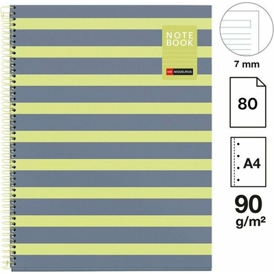 Poznámkový blok Between the Lines NB-1, A4, 90g, karton, 80 listů, linka, Lemon