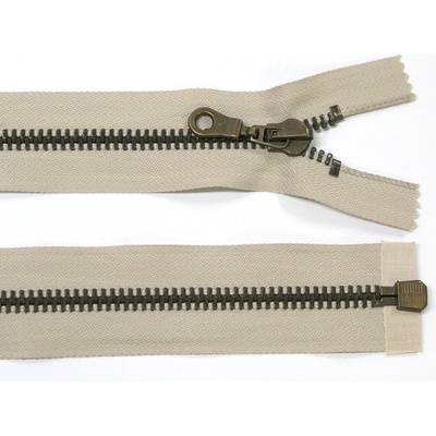 WICO Kovový zip no.8 rozepínací 80cm béžový (staromosazné zoubky) silný zip