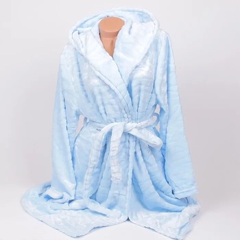 Пухкав макси дамски домашен халат в светлосиньо