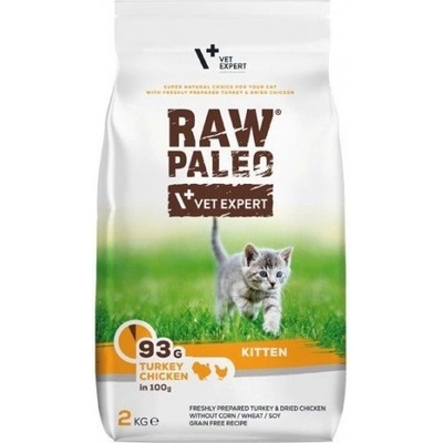 VetExpert Raw Paleo Kitten Turkey Chicken - пълноценна и балансирана храна за котенца от отбиване до 1-годишна възраст, пуешко и пилешко месо, 250 гр, Vet Expert - Полша
