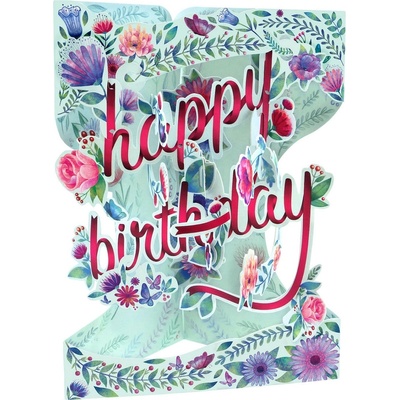 Santoro 3D картичка Santoro Swing - Happy Birthday, Floral (SC204)