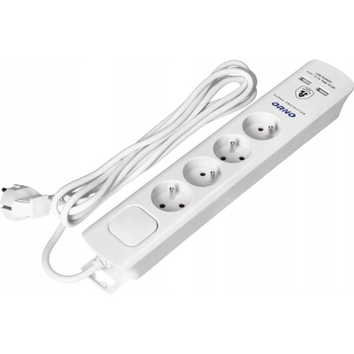 Orno OR-AE-13243/W/3M, 4x zásuvka, 2xUSB 2,1A, bílá, 3m 2KZAE13243W3M