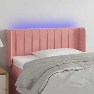 vidaXL LED горна табла за легло, розова, 83x16x78/88 см, кадифе (3123509)