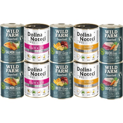 Dolina Noteci a Wild Farm Superpotravina Mix chutí 10 x 400 g