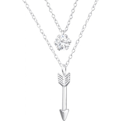 Bangles.cz Řetízek šíp & zirkon dvojitý 1778