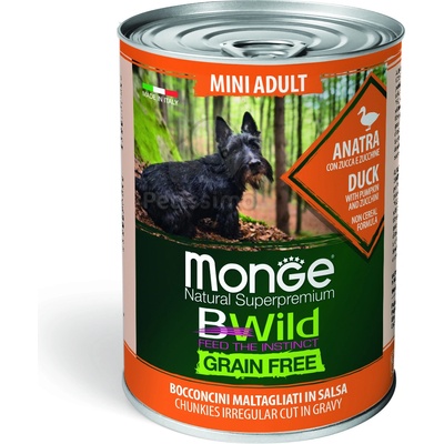 Monge BWild Grain Free Mini Adult консерва за кучета - патешко с тиква и тиквички 400 г