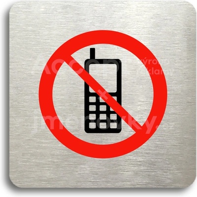 ACCEPT Piktogram zákaz telefonování - stříbrná tabulka - barevný tisk bez rámečku