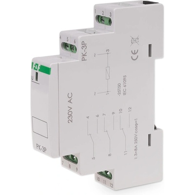 PK-3P/230 - Elektromagnetické pomocné relé, 230V, 8A, 3x NO/NC