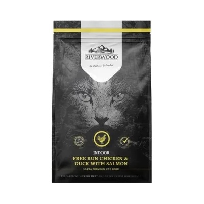 Riverwood Adult - Пълноценна беззърнеста и хипоалергенна суха храна за израснали домашни котки с пиле, патица и сьомга, 300 гр